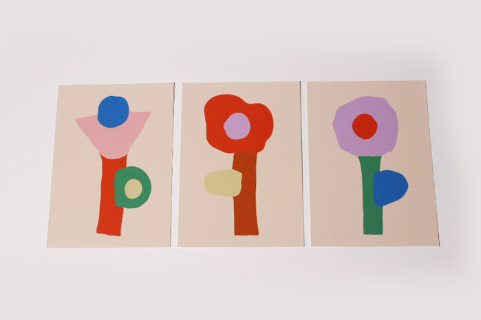 FLOWER POSTCARDS - Illustrated Set of 3 by Studio Bim Bam